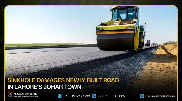 Sinkhole Damages Newly Built Road in Lahore’s Johar Town
