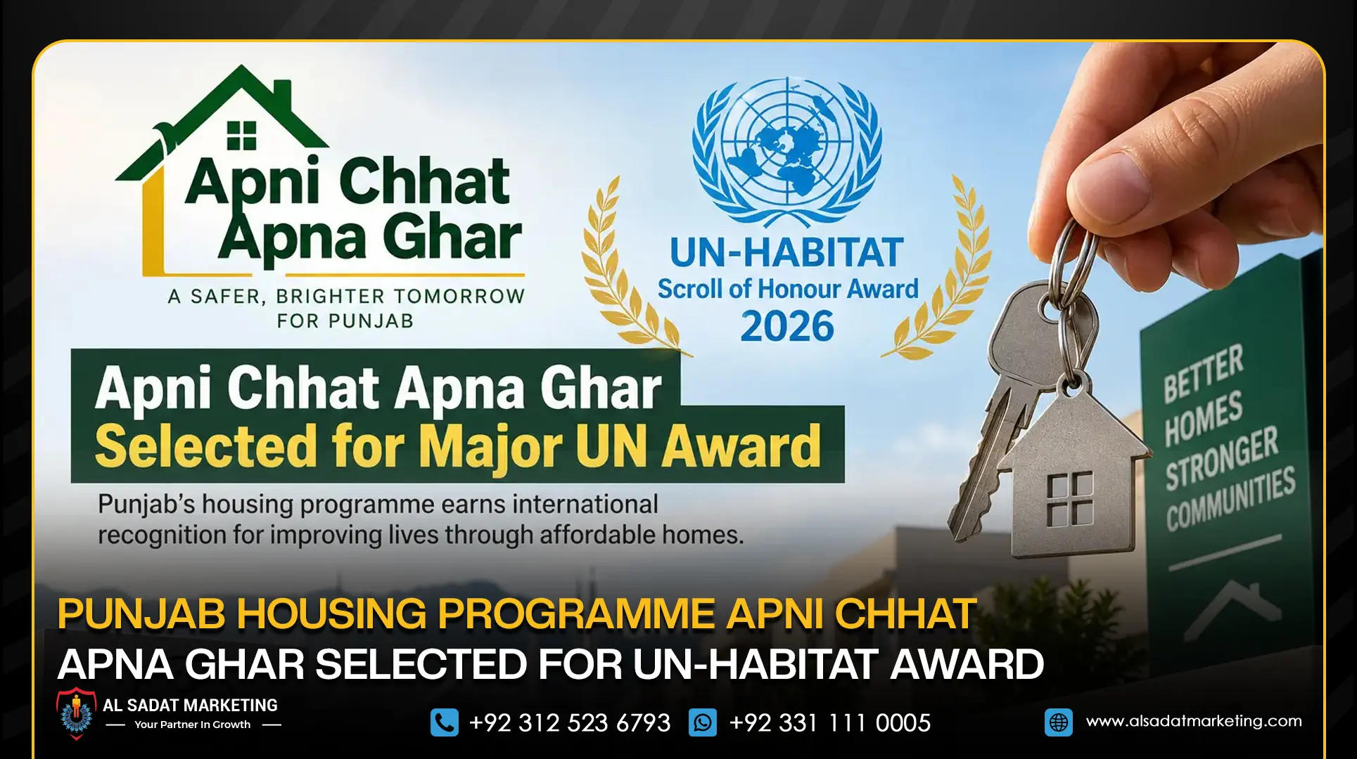 Punjab Housing Programme Apni Chhat Apna Ghar Selected for UN-Habitat Award