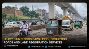 Heavy Rain Floods Rawalpindi, Disrupting Roads and Land Registration Services