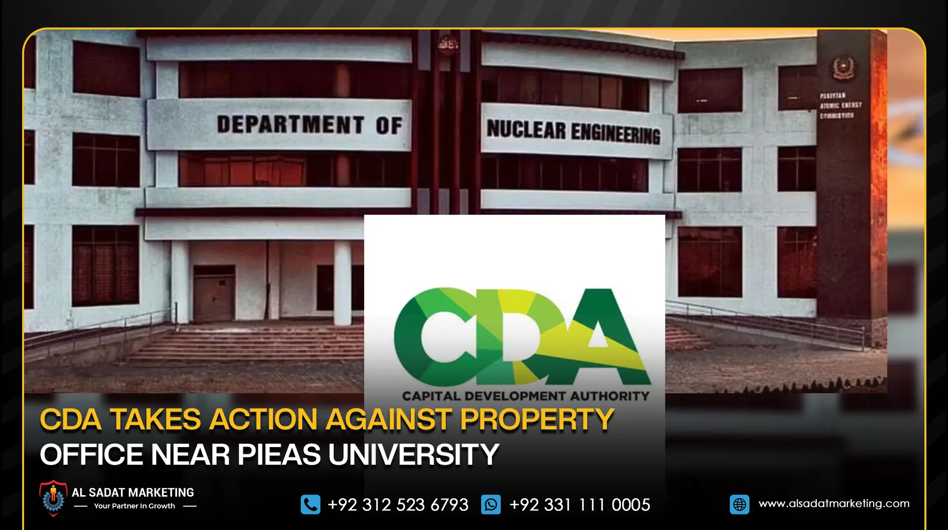CDA Takes Action Against Property Office Near PIEAS University