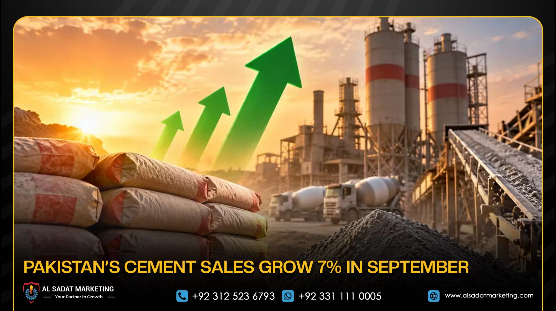 Pakistan’s Cement Sales Grow 7% in September