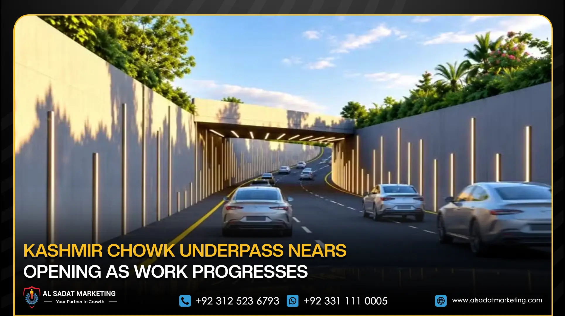 Kashmir Chowk Underpass Nears Opening as Work Progresses