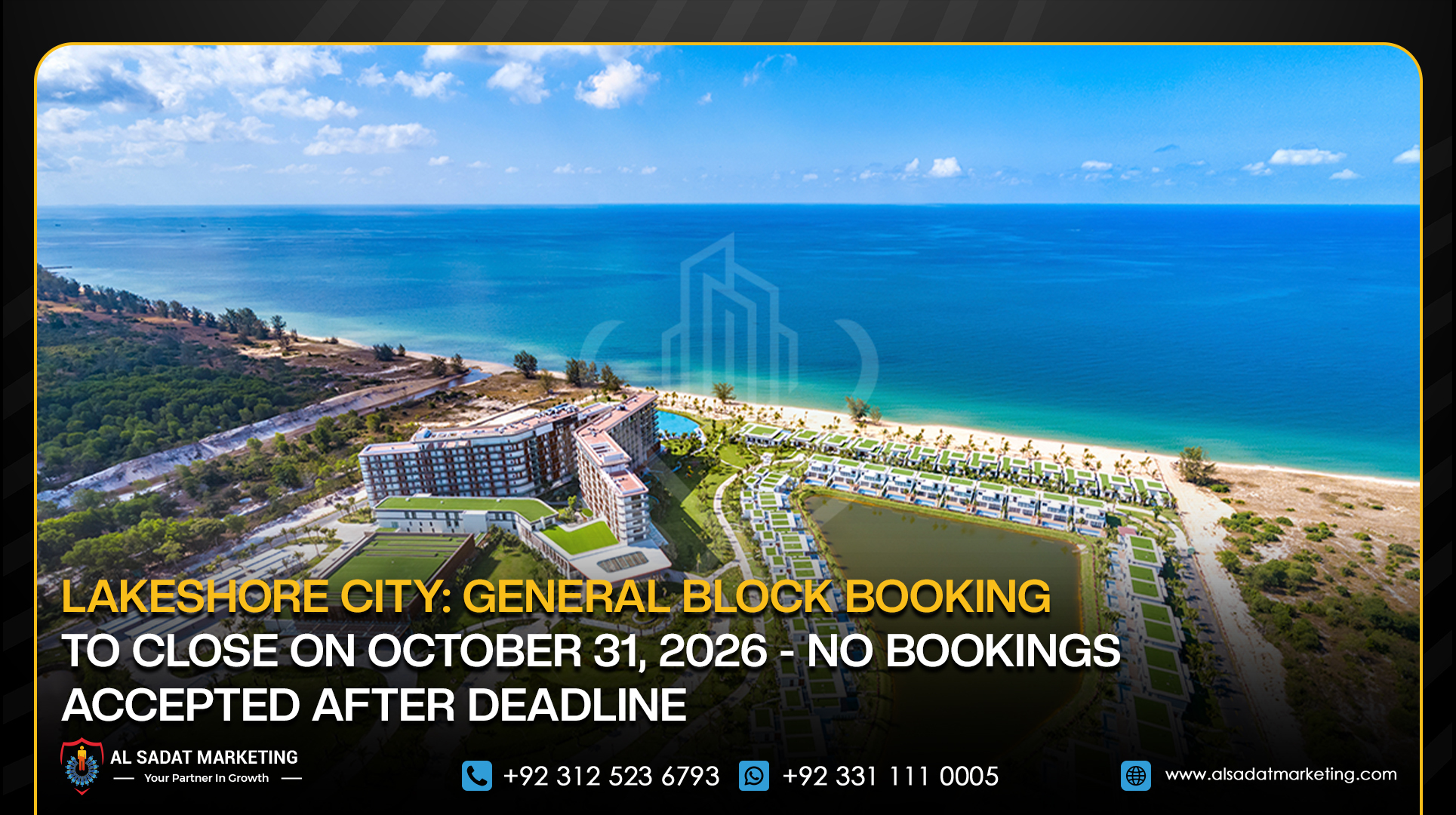 Lakeshore City: General Block Booking to Close on October 31, 2026 - No Bookings Accepted After Deadline