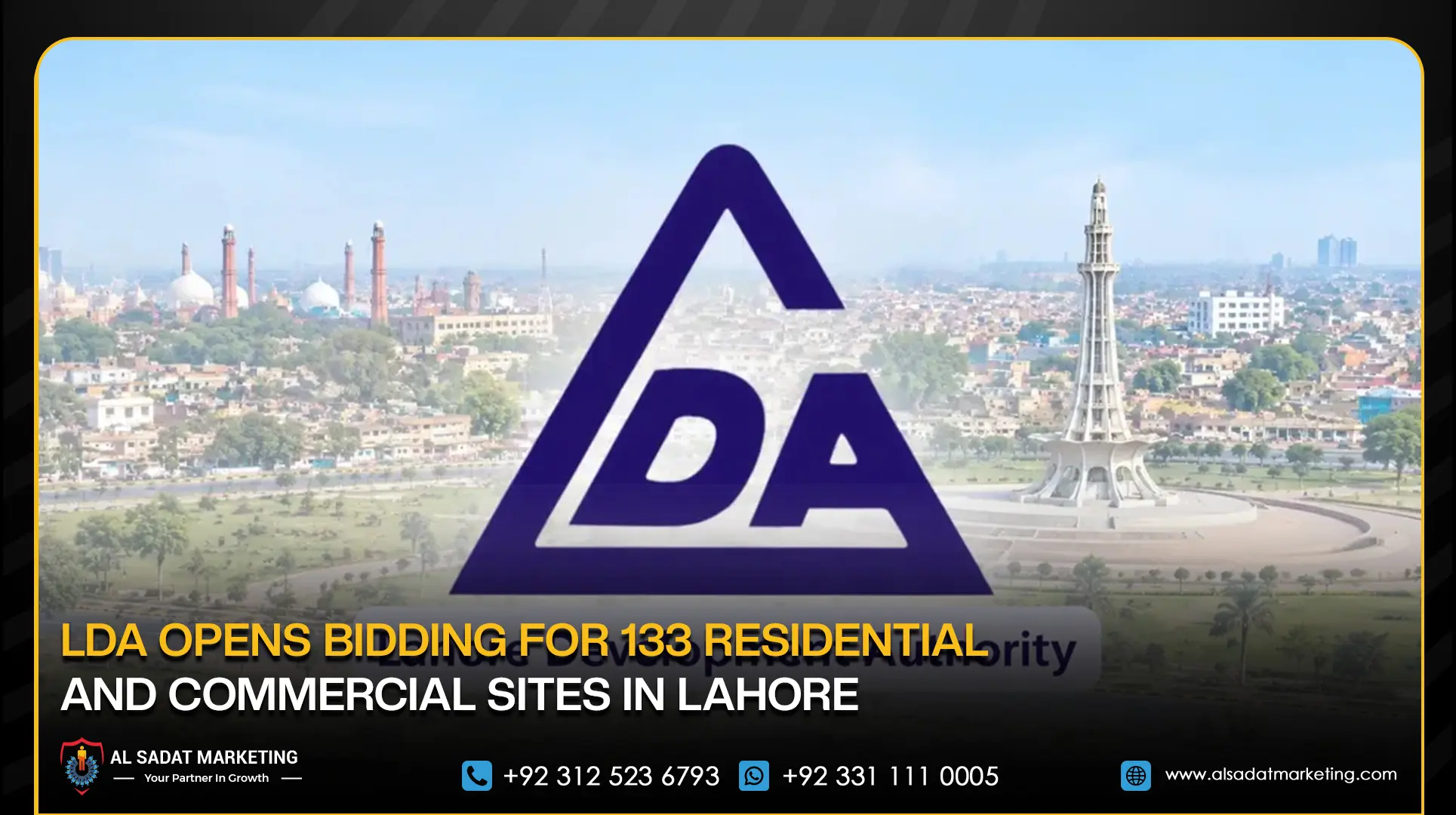 LDA Opens Bidding for 133 Residential and Commercial Sites in Lahore