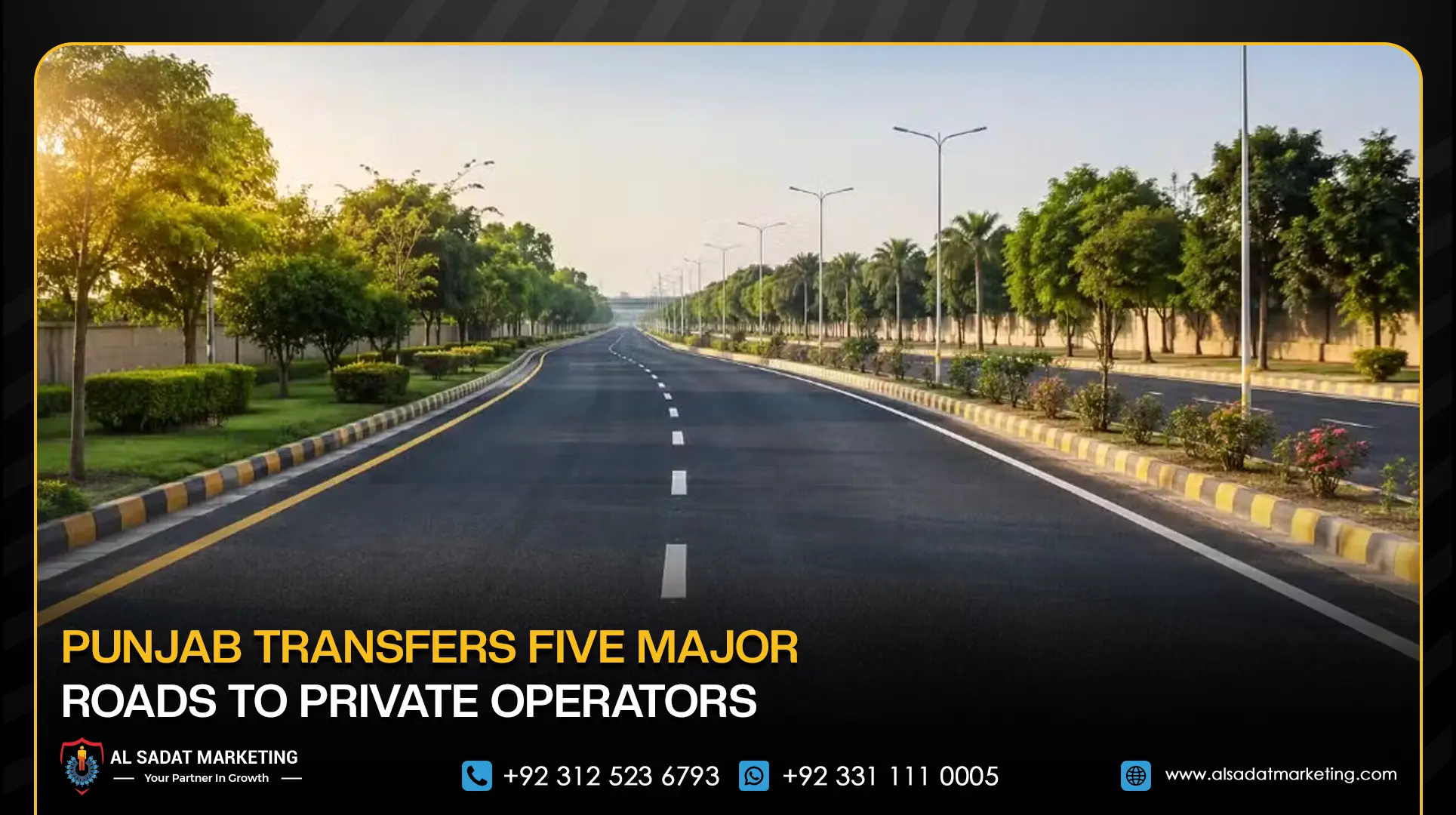 Punjab Transfers Five Major Roads to Private Operators